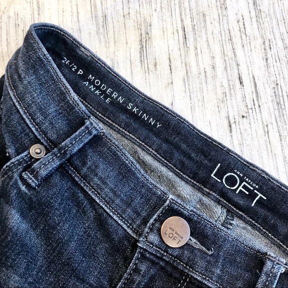 Loft Modern Skinny Ankle Zip Jeans Size 26P /2P - Picture 5 of 7